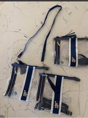 Dodgers Clear Vinyl Crossbody Bag with Navy & White